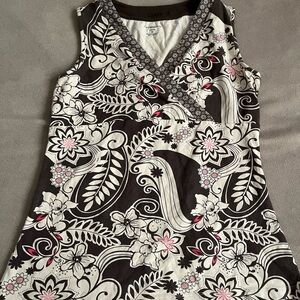 Cute early 2000s floral halter top brown & pink